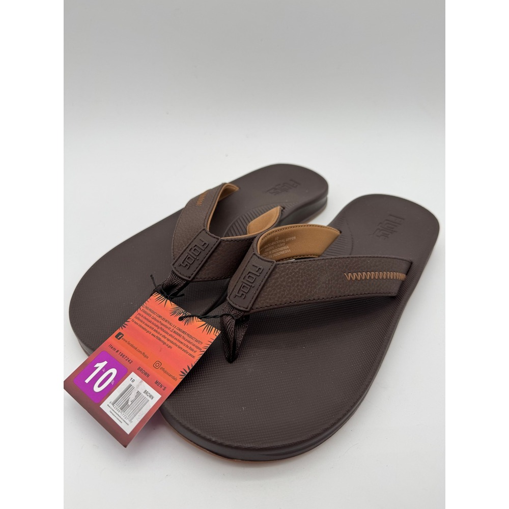 Flojos Men's Flip Flops Size 10 Brown Comfort Thong Sandals Beach Casual